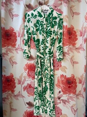 Bright green floral dress